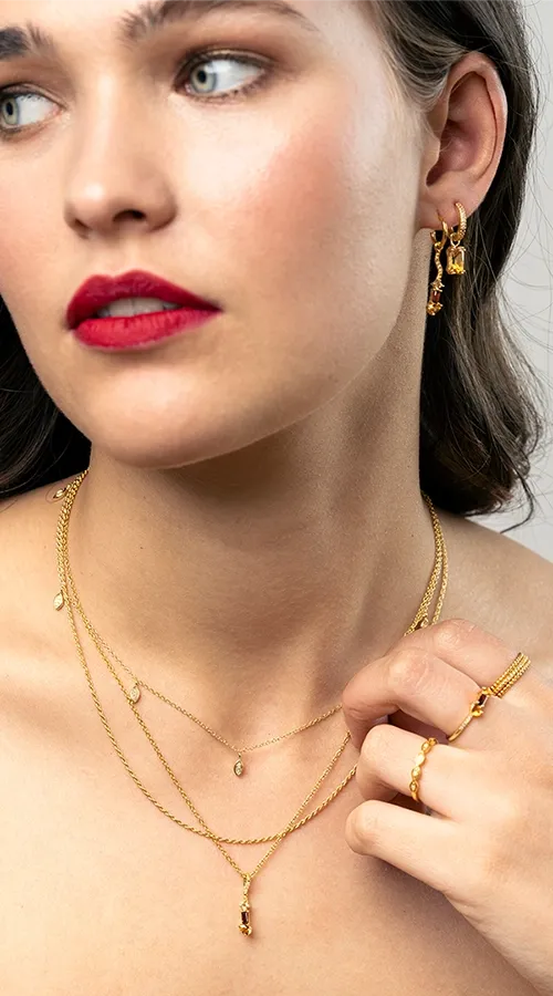 seraphine jewelry set diamond and citrine and garnet gemstones